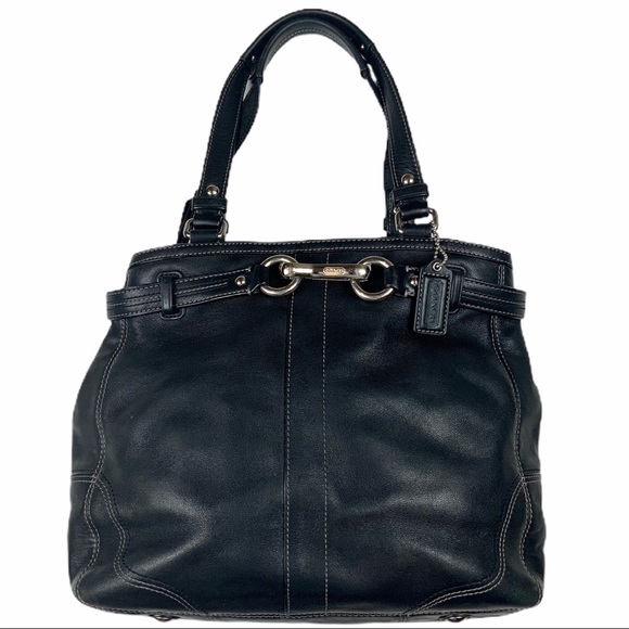Coach Handbags - COACH Nancy black leather Purse Tote HandBag 13995